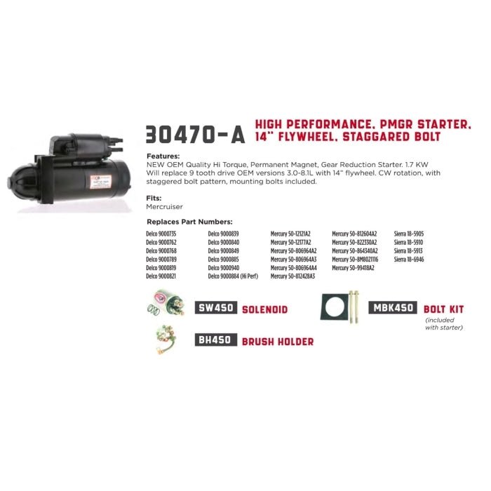 High Performance Staggered Bolt GM Gear Reduction Starter | Arco 30470 - A - MacombMarineParts.com