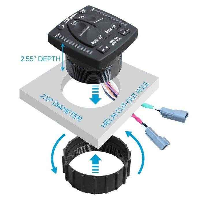 Hydraulic Integrated Trim Tab Control with LED Indicator - All - In - One | Bennett OBI9000H - MacombMarineParts.com