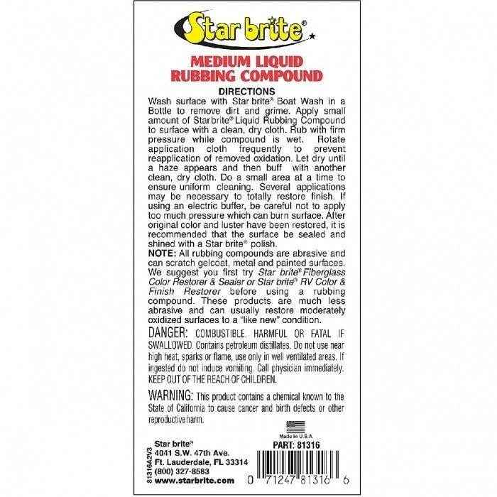 Medium Oxidation Rubbing Compound - 16 oz. | Star Brite 081316 - MacombMarineParts.com