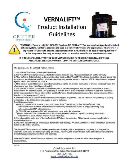 Muffler Vernalift Side Angle In Top Out 1-7/8 in. | Centek 1500157 - MacombMarineParts.com