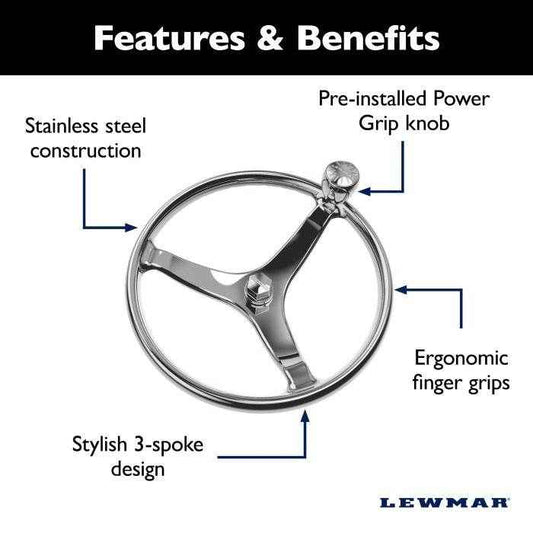 Power Grip 15.5 inch Wheel with 1/2 inch Welded Nut | Lewmar 89700823 - MacombMarineParts.com