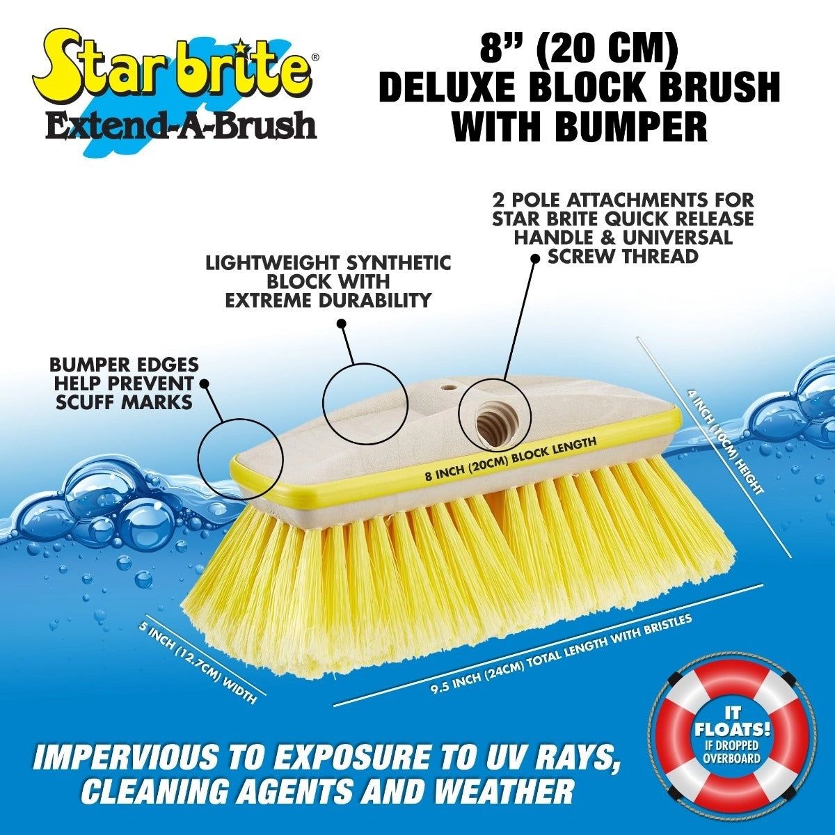 Premium Soft Wash Yellow Brush with Bumper - 8 in. | Star Brite 040161