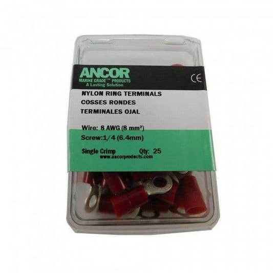 Ring Terminal 1/4Marine Grade 8 Wire 25 Pack | Ancor 210234 - MacombMarineParts.com