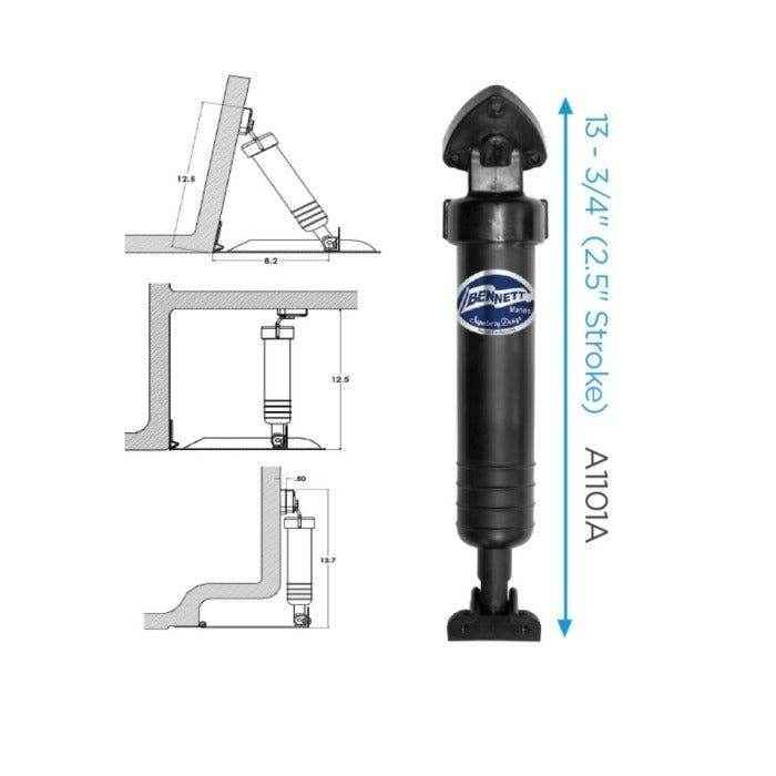 Standard Classic Hydraulic Trim Tab System - 12x12 in. | Bennett 1212E - MacombMarineParts.com