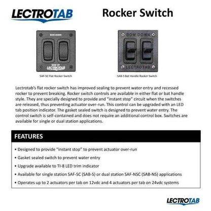 Standard Flat Rocker Switch - Single Station Application | Lectrotab SAF-SC - MacombMarineParts.com