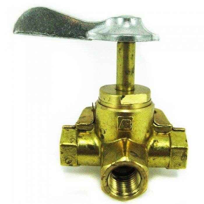 Three Way Valve with Detent 1/4 in. FNPT Brass | Moeller 033305-10 - MacombMarineParts.com
