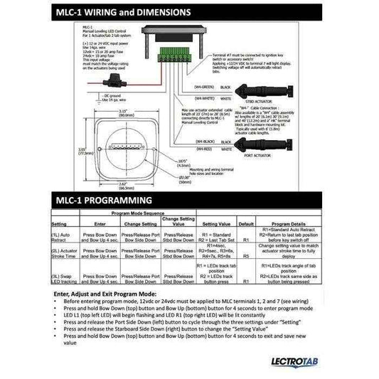 Trim Tab Control Manual Leveling with LED Tab Positioning Indicator | LECTROTAB MLC-1 - MacombMarineParts.com