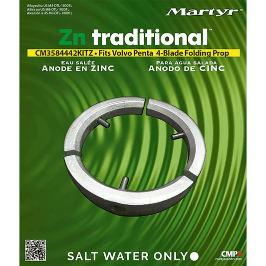 Volvo 4-Blade Folding Prop Anode Kit Zinc | Martyr CM3584442KITZ - MacombMarineParts.com