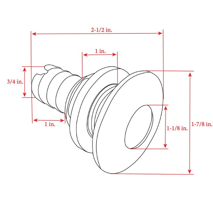 Whitecap Industries 3/4 In. Barb 316 SS Thru-Hull 6541-MacombMarineParts.com