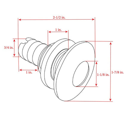 Whitecap Industries 3/4 In. Barb 316 SS Thru-Hull 6541-MacombMarineParts.com